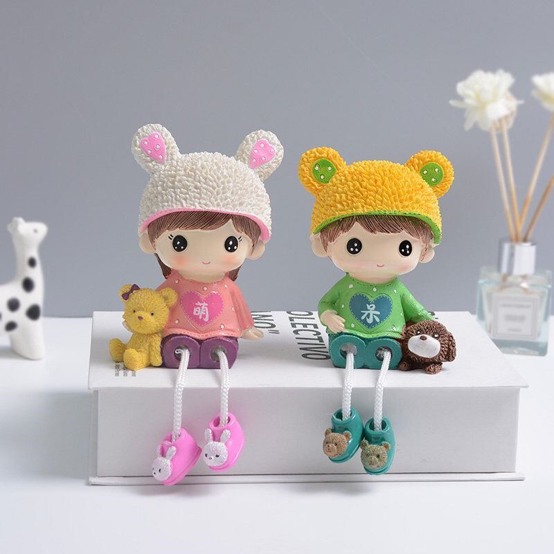 创意情侣吊脚娃娃摆件呆萌可爱家居亲嘴卡通公仔客厅布置房间装饰
