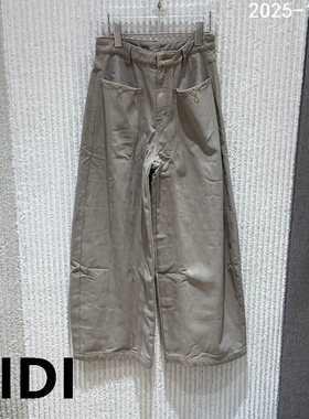 欧洲站2025冬季新款高腰显瘦个性口袋加绒休闲裤女阔腿裤25531