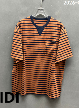 欧洲站2026春季新款PH23撞色条纹短袖T恤女宽松休闲上衣68003