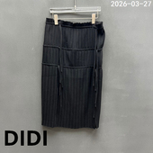 百搭高腰显瘦开叉竖条压褶半身裙女款 时尚 6038 新款 欧洲站2026春季