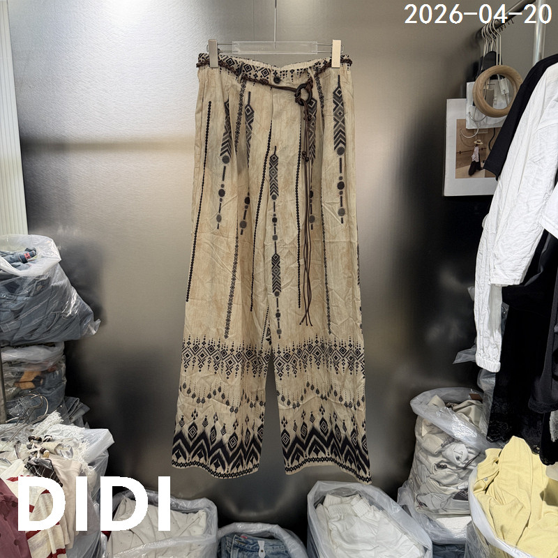 欧洲站2026夏季新款民族风复古印花高腰阔腿宽松显瘦休闲裤女8835