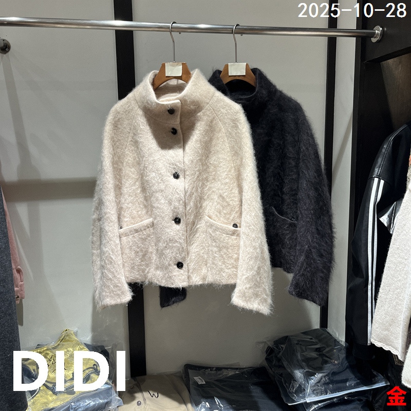 欧洲站2025冬季新款立领单排扣羊毛羊绒短款大衣女毛呢外套01026