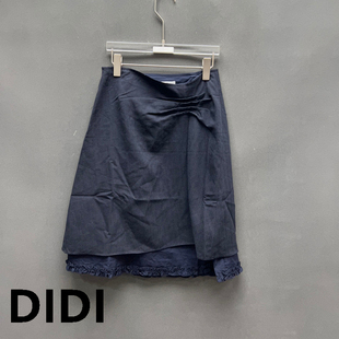 高腰修身 时尚 气质褶皱系带花边半身裙女5089 新款 欧洲站2026春季