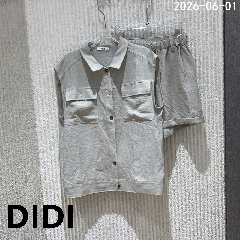 欧洲站2026夏季新款PH23两口袋无袖衬衫背心+短裤休闲套装女5605