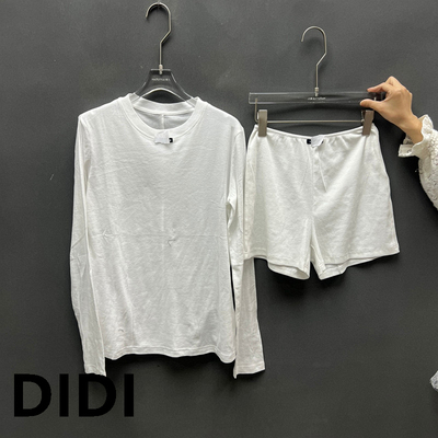 欧货纯色长袖T恤短裤休闲套装