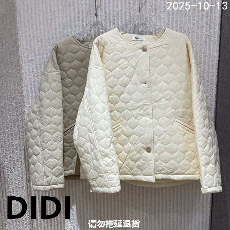 欧洲站2025秋冬季新款MYPH圆领单排扣简约百搭长袖棉服外套女1661