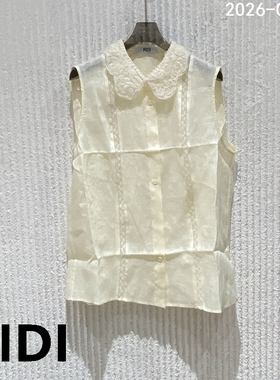 欧洲站2026夏季新款PH23蕾丝娃娃领无袖衬衫背心女小衫上衣68901