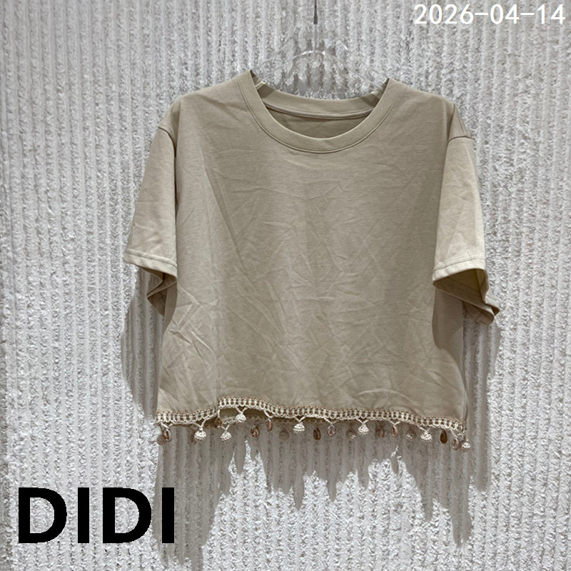 欧洲站2026夏季新款球球编织下摆圆领短袖T恤女时尚短款上衣3564