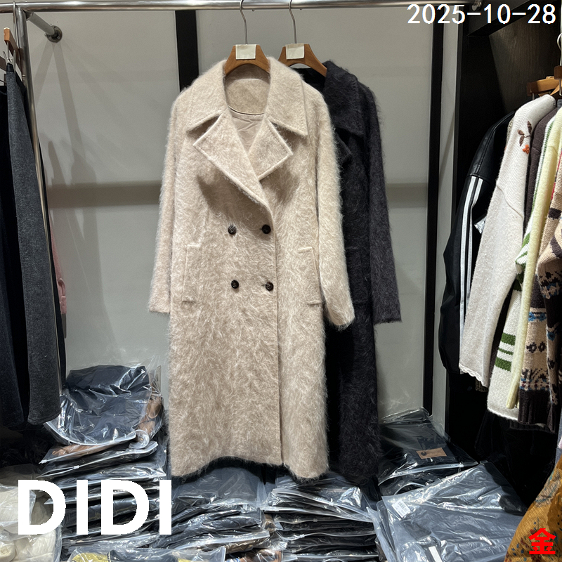 欧洲站2025冬季新款翻领双排扣羊毛羊绒长款大衣女毛呢外套1027