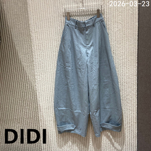 女长裤 半松紧腰单扣弯刀阔腿休闲裤 26053 新款 欧洲站2026春季