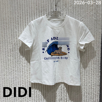 欧洲站2026早夏新款字母卡通印花短袖T恤女百搭圆领纯棉上衣3536