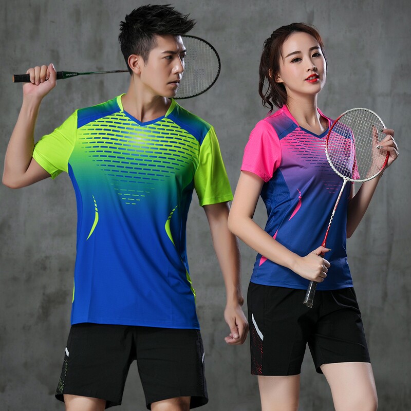 Size Li quiet badminton suit mens and womens short-sleeved top quick dry breathable competition table tennis suit custom