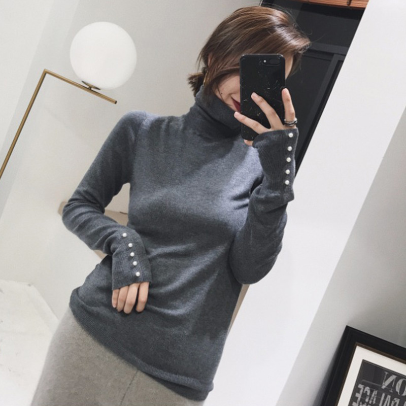 加厚针织毛衣打底衫高领套头高领
