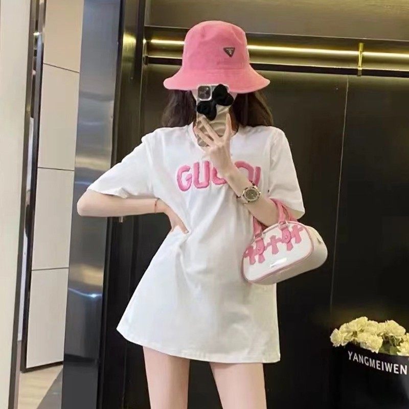 短袖上衣美式刺绣纯棉T恤女