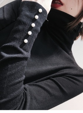 堆堆领百搭针织衫女秋冬纯色加厚上衣打底衫韩版高领修身长袖毛衣