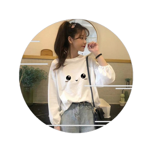 长袖T恤女春秋新款学生韩版宽松学院风灯笼泡泡袖学生上衣女潮