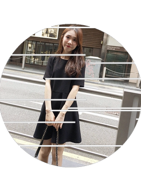 韩版宽松小黑裙显瘦遮肚大码短裙2026新款裙子连衣裙女夏小众学生