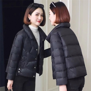 短款羽绒棉服女2026新款女冬季加厚大码黑色立领小个子面包服外套