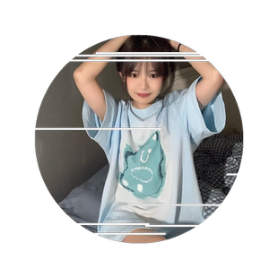 奶蓝色卡通印花短袖t恤女夏新款宽松原宿风潮流时尚学生韩版上衣