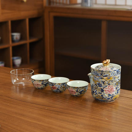 成艺优选万花银锦优韵快客杯户外旅行茶具陶瓷随手杯陶瓷快客杯