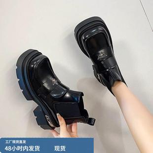 真皮厚底切尔西马丁靴女英伦风2025年秋冬新款 小个子弹力炸街短靴