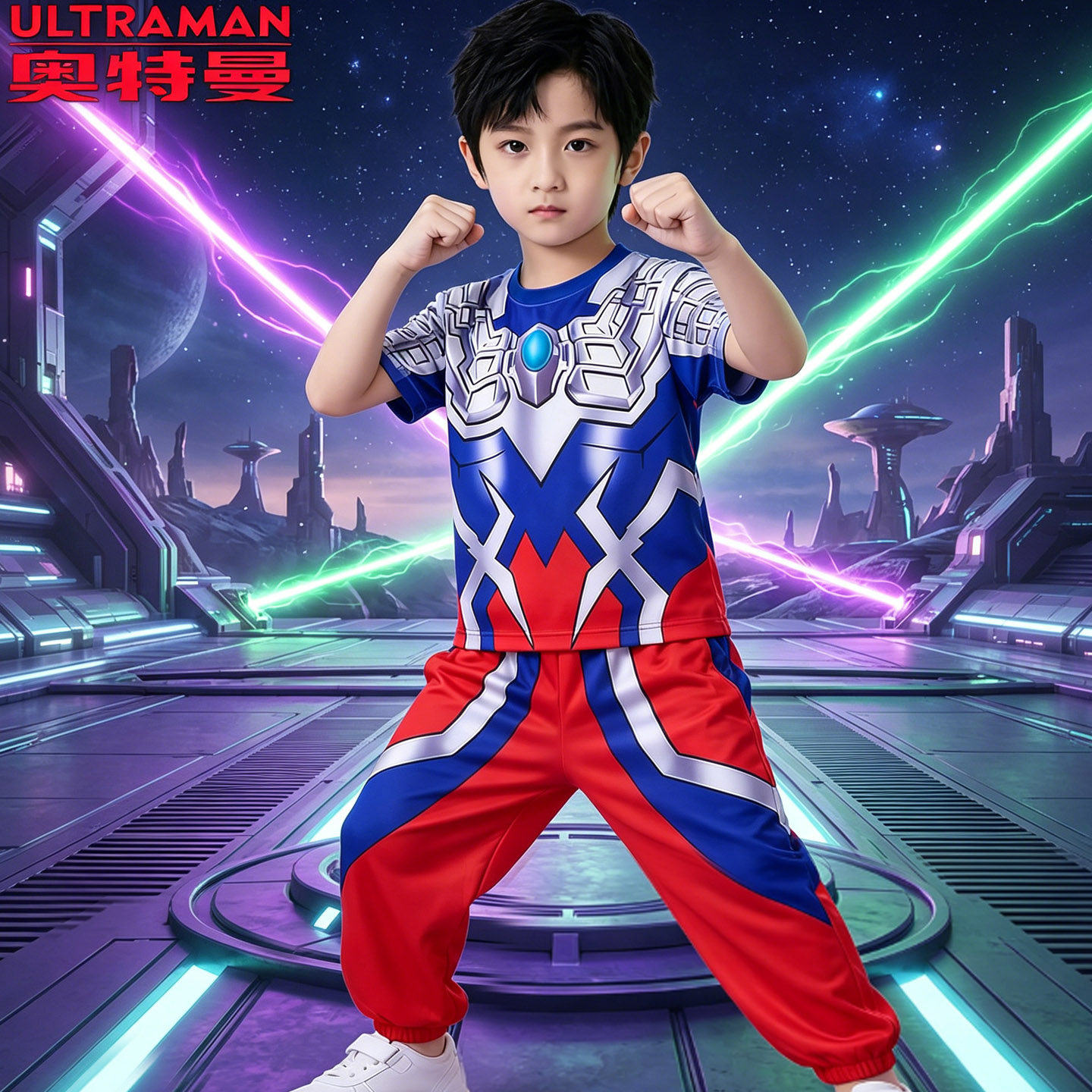 儿童节奥特曼男童衣服装男孩cos演出服套装赛罗迪迦儿童节表演服