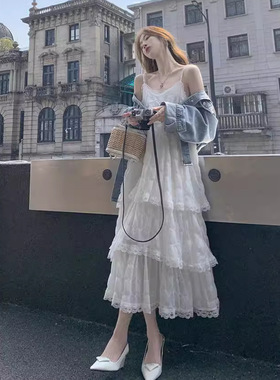 Pure Desire Wind White Strap Dress for Women's Summer New S