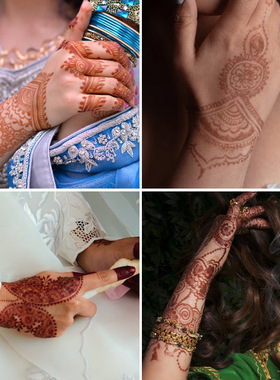 跨境欧美亚马逊棕红色蕾丝纹身贴纸3D尼泊尔节日婚礼Henna Tattoo
