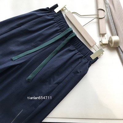 松紧腰直筒微阔休闲裤