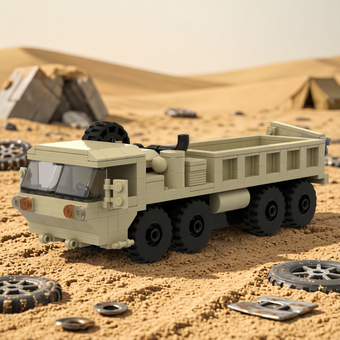 现货小颗粒MOC-142134卡车益智军事积木8x8运输卡车模型礼物摆件