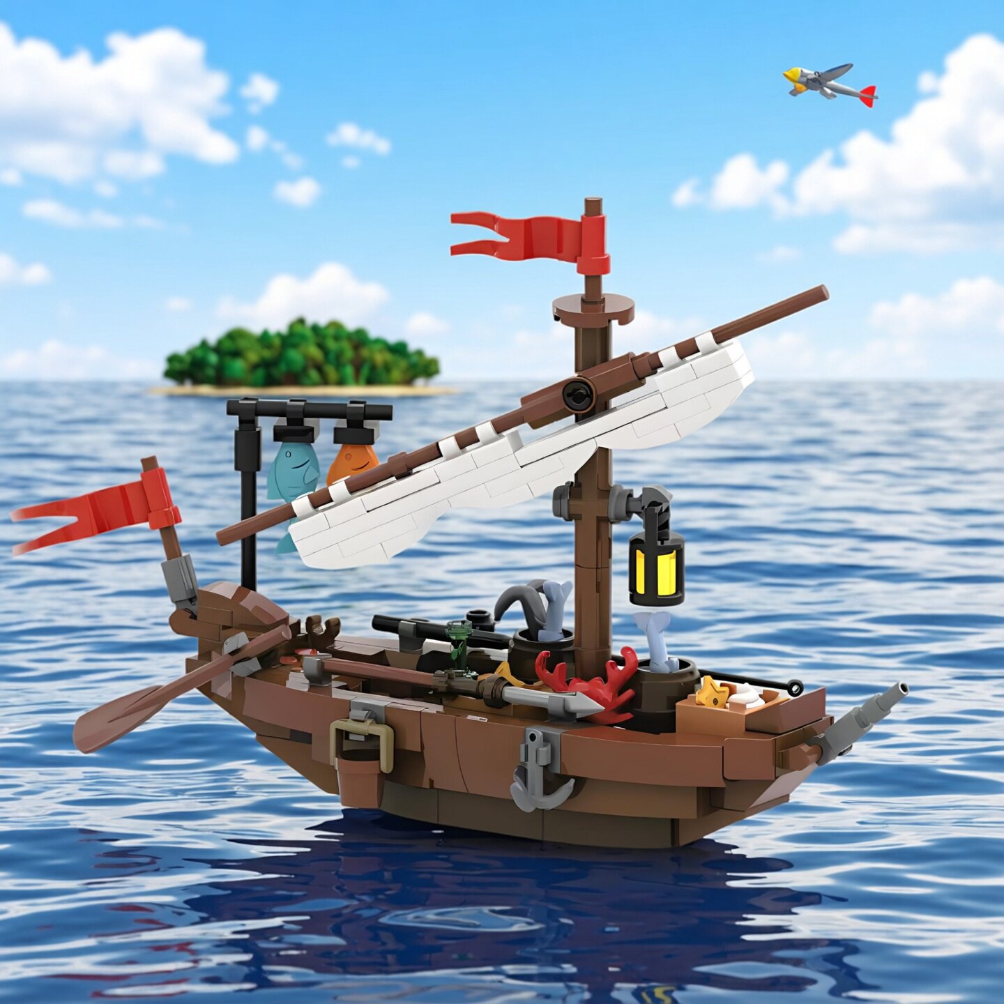 现货小颗粒MOC-152293中世纪海盗船莫克城堡积木玩具模型礼物摆件