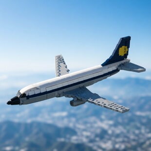 现货小颗粒MOC-129205波音737汉莎航空1:80比例飞机积木玩具模型