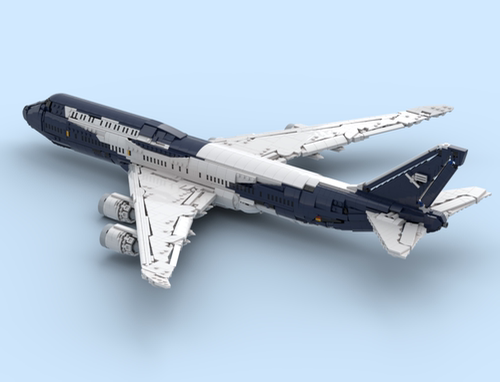现货小颗粒MOC拼装飞机积木汉莎航空波音益智玩具747-8I模型礼物