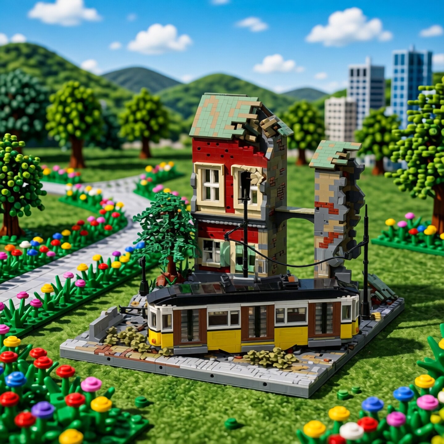 现货小颗粒MOC-191698废墟房屋场景219884 建筑积木益智玩具模型