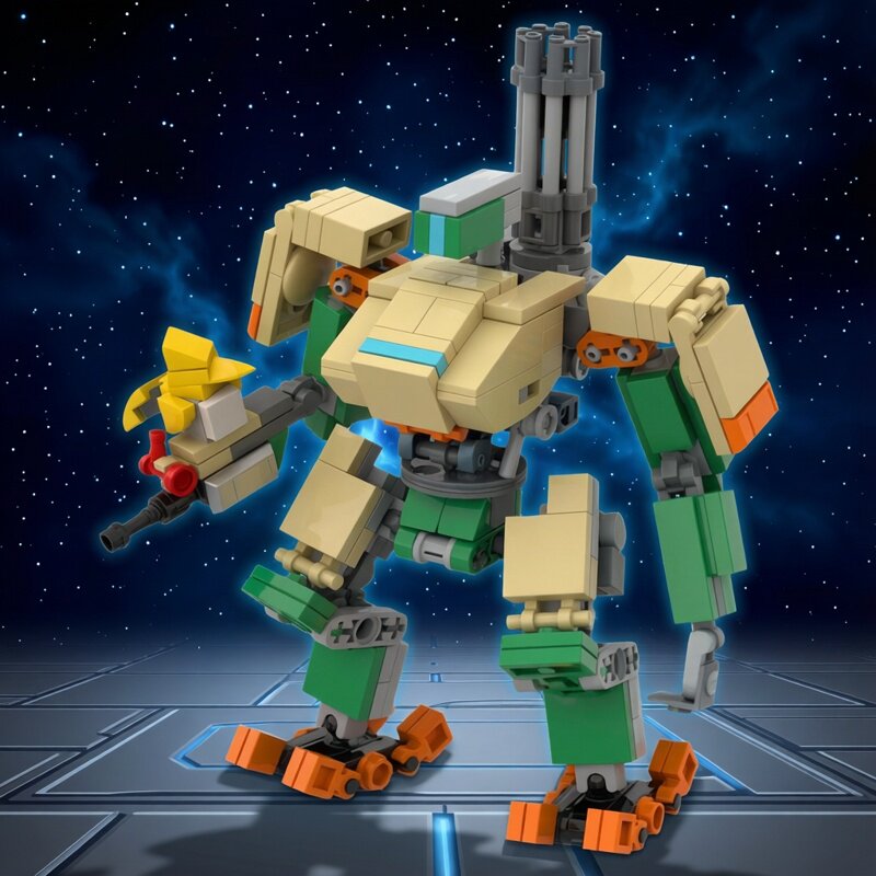 现货小颗粒MOC-65928堡垒机甲机器人积木守望益智炮塔模型摆件