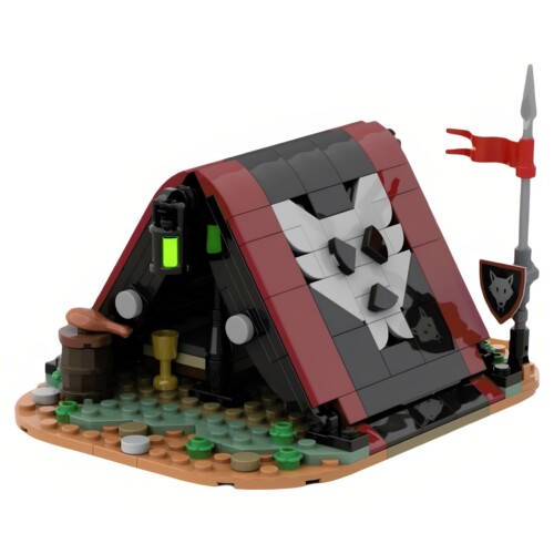 现货小颗粒MOC-155126中世纪建筑狼群帐篷积木玩具模型摆件