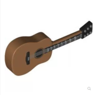 华志积木 25975 零件配件古典民谣木吉他 手持乐器人仔装饰道具
