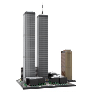 现货小颗粒MOC-177998世贸中心综合体1:800比例拼装积木益智模型