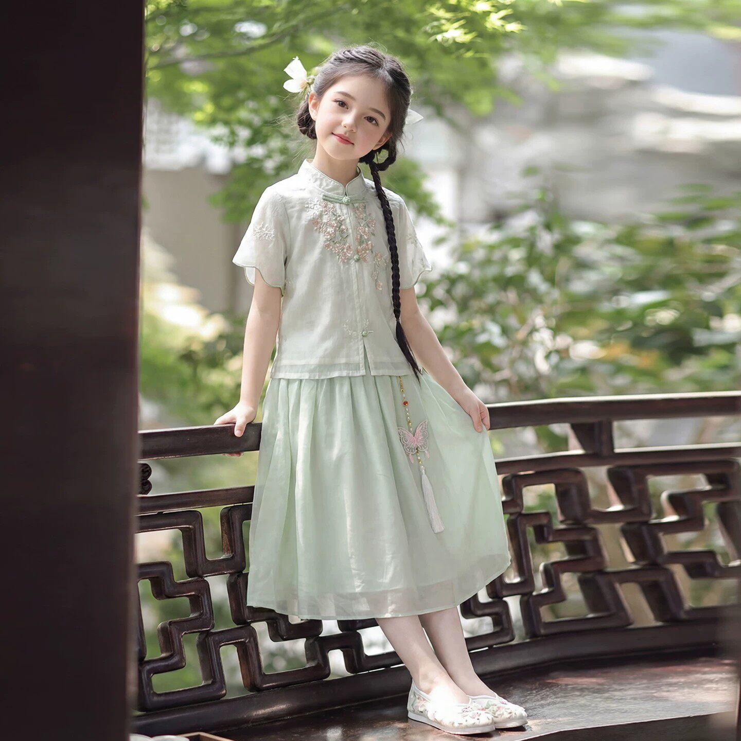 GBUBG 汉服女童连衣裙夏装2026新款儿童中式国风裙子套装夏季套裙
