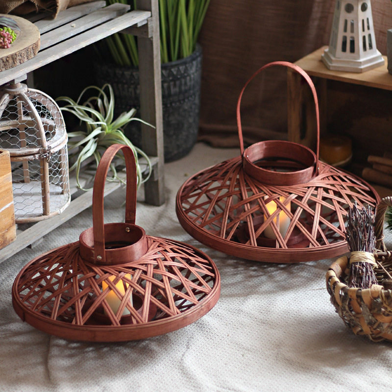 创意手工竹编风灯手提烛台民宿酒店悬挂摆放装饰摆件道具复古风格,家居饰品,烛台,淘宝优惠券,粉丝福利购,淘宝优惠卷