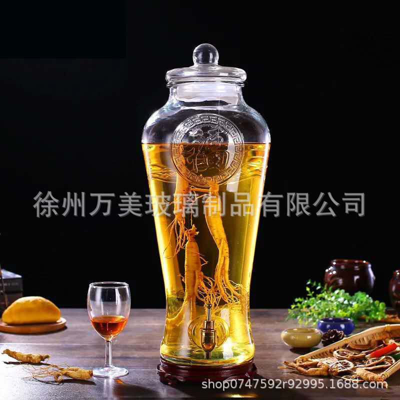 玻璃泡酒瓶带龙头 人参酒瓶 家用泡菜坛子创意福字大号玻璃罐,包装,红酒瓶,淘宝优惠券,粉丝福利购,淘宝优惠卷
