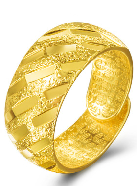 霸气宽版满天星流星雨男款大戒指 越南沙金镀金经典星空开口男戒