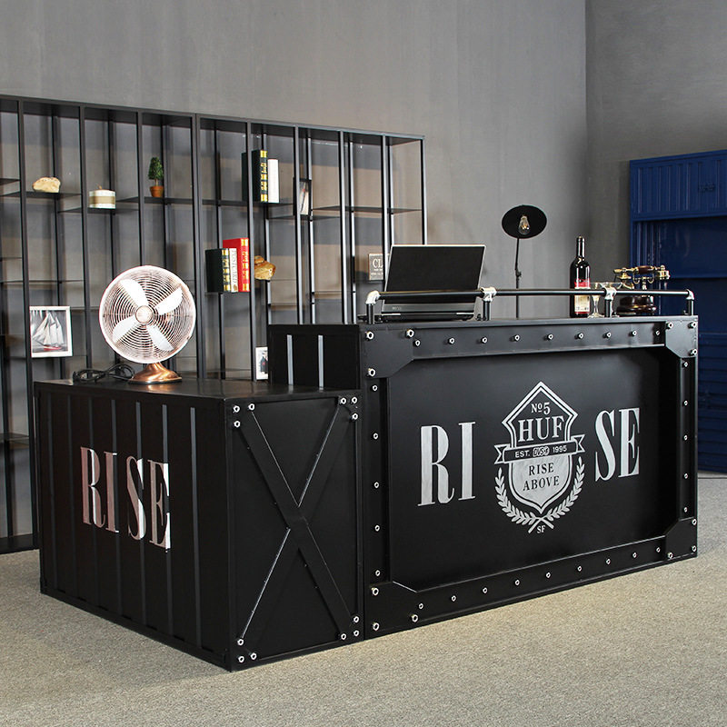 美式复古吧台铁艺收银台柜台服装店咖啡厅餐厅工业风酒吧台接待台