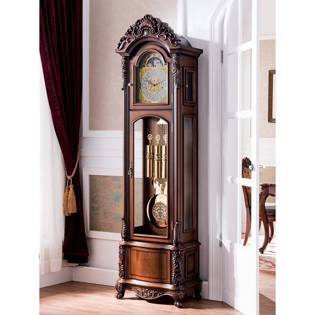 德国赫姆勒机械落地钟实木客厅摆钟美式复古立式大钟欧式座钟落地,家居饰品,座钟,淘宝优惠券,粉丝福利购,淘宝优惠卷