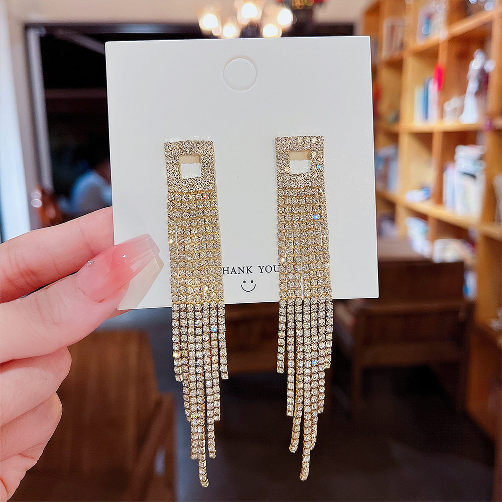 欧美风满钻长款流苏耳坠女小众设计感耳环冷淡风气质耳钉耳饰,饰品/流行首饰/时尚饰品新,耳环,淘宝优惠券,粉丝福利购,淘宝优惠卷