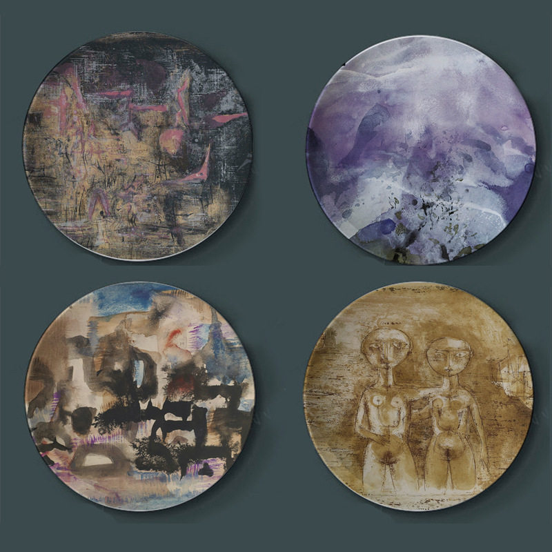 赵无极艺术画陶瓷装饰盘欧式客厅摆件坐盘美式盘子装饰背景墙挂盘,特色手工艺,其他特色工艺品,淘宝优惠券,粉丝福利购,淘宝优惠卷