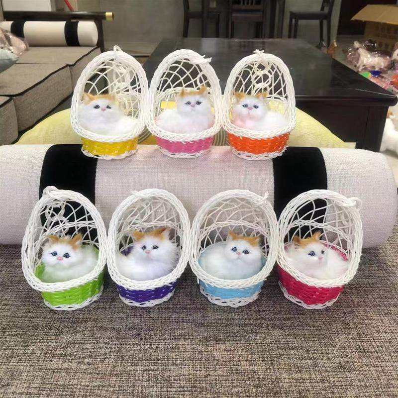 吊篮猫仿真动物景区仿真兔子猫咪白色艺品创意玩具挂件宠物,特色手工艺,其他特色工艺品,淘宝优惠券,粉丝福利购,淘宝优惠卷