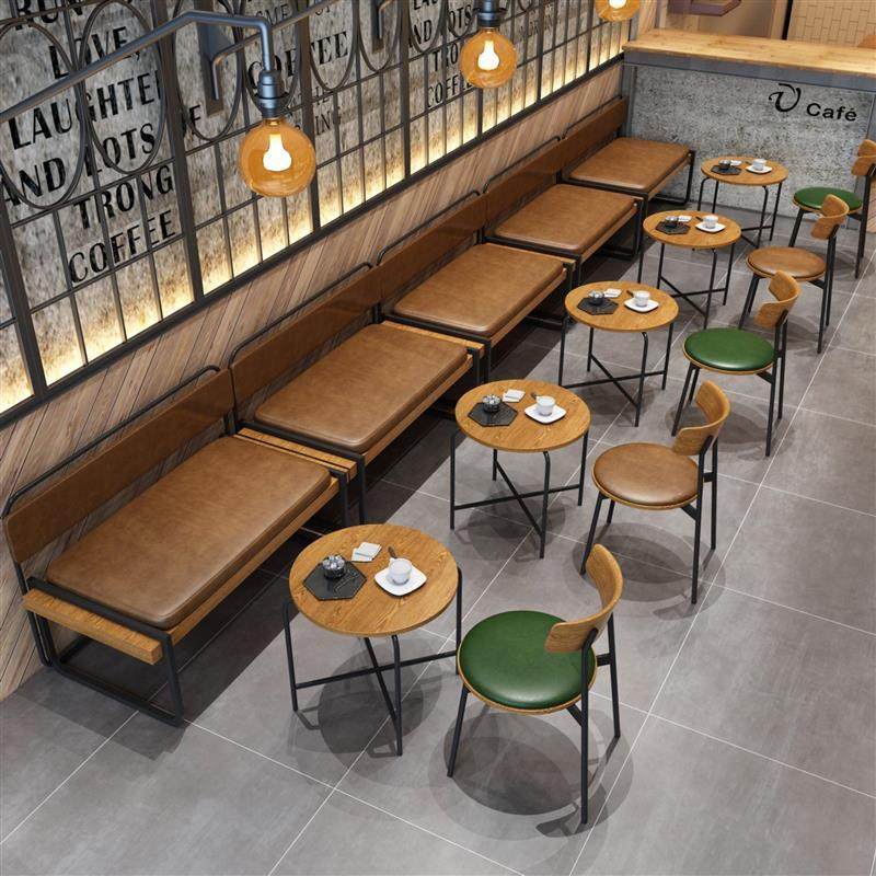 咖啡厅西餐厅桌椅实木奶茶店甜品店书吧休息区餐饮店双人沙发卡座,商业/办公家具,沙发,淘宝优惠券,粉丝福利购,淘宝优惠卷