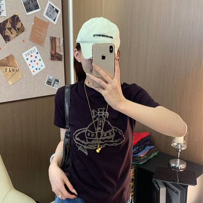 2026新款暗调紫色经典土星同款 T恤高级显白时尚休闲百搭短袖上衣