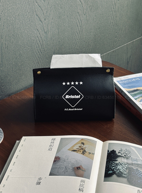 潮牌FCRB新款车载汽车纸巾盒欧式黑色皮革PU纸巾袋居家防尘纸巾套